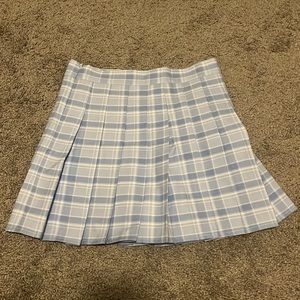 Light blue and white plaid school girl skirt